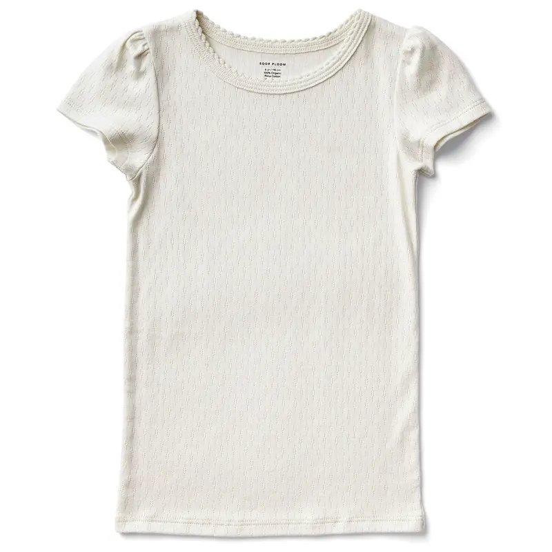 Pouf Tee in Milk Pointelle by Soor Ploom - Last Ones In Stock - 10-12 Years