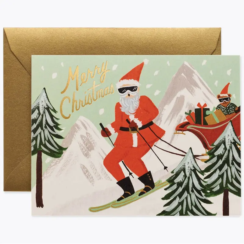 Skiing Santa Christmas Greetings Card By Rifle Paper Co.