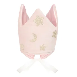 Stars And Moon Velvet Crown in Pink by Mimi & Lula