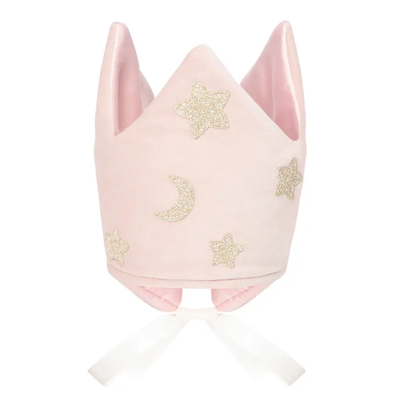 Stars And Moon Velvet Crown in Pink by Mimi & Lula