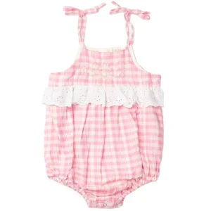 Summer Flora Romper in Pink Picnic Plaid by Lali - Last One In Stock - 12 Months