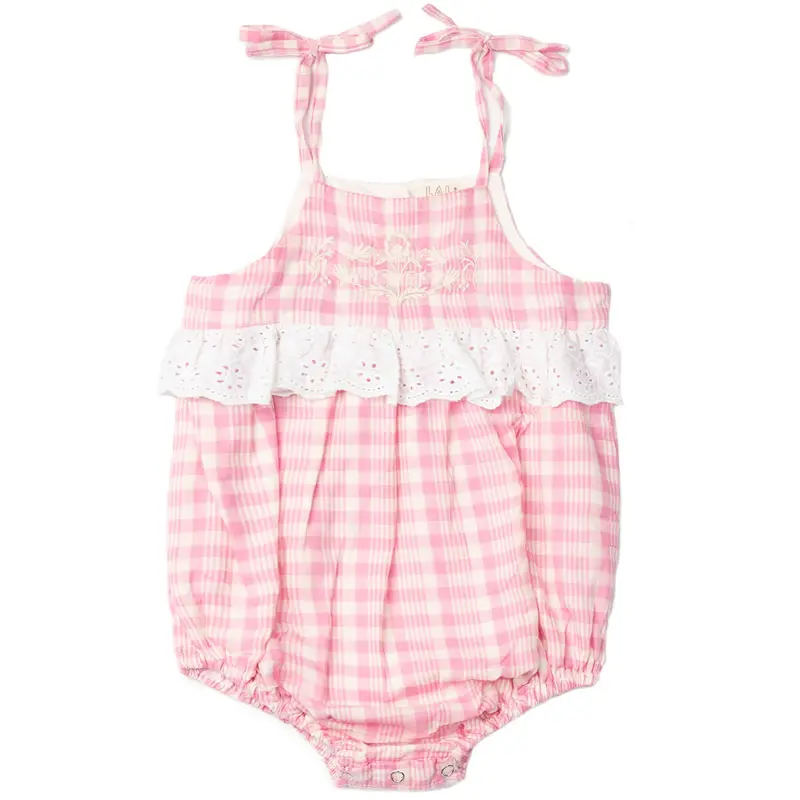 Summer Flora Romper in Pink Picnic Plaid by Lali - Last One In Stock - 12 Months