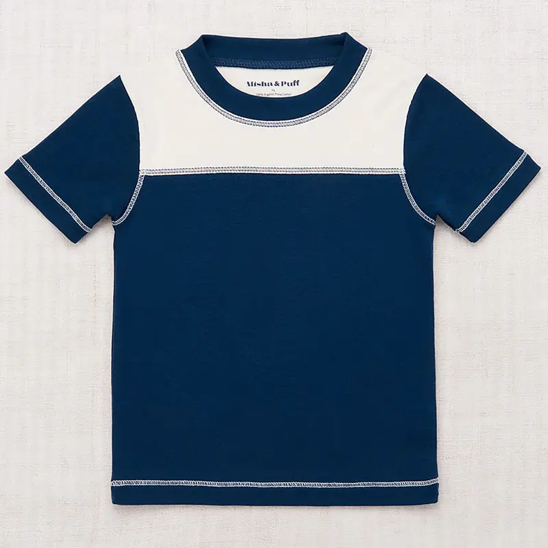 Bleacher Colourblock Tee in Marine Blue by Misha & Puff - Last Ones In Stock - 3-5 Years