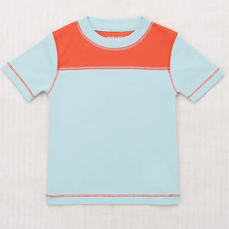 Bleacher Colourblock Tee in Sky by Misha & Puff - Last Ones In Stock - 4-5 Years