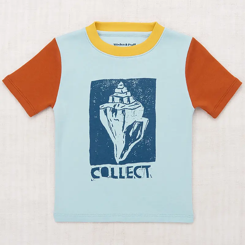 Collect Ringer Tee in Sky by Misha & Puff - Last Ones In Stock - 3-5 Years