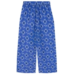 Cross Stitch Flowers Trousers in Ultramarine by The Tiny Big Sister - Last One In Stock - EUR 34 (UK 6)