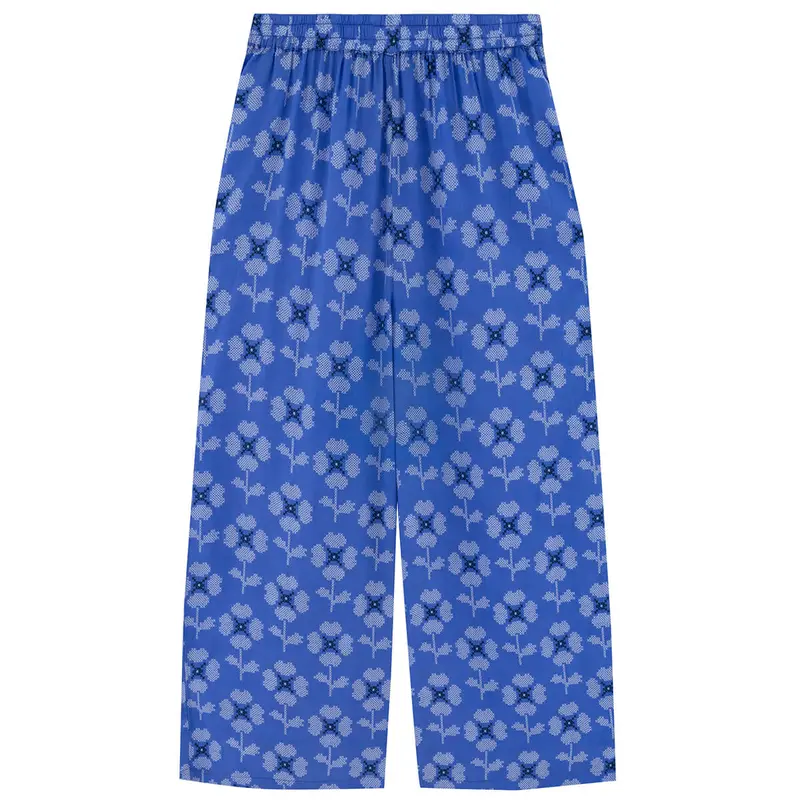 Cross Stitch Flowers Trousers in Ultramarine by The Tiny Big Sister - Last One In Stock - EUR 34 (UK 6)