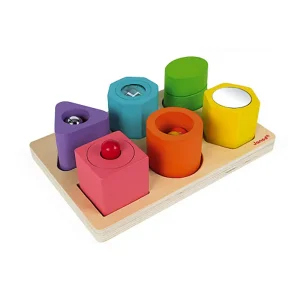 I Wood Shapes and Sounds 6 Block Puzzle by Janod