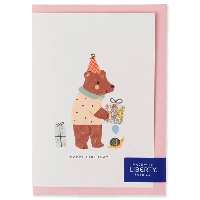 Liberty Bear Birthday Greetings Card in Katie & Millie Liberty Print by The Charming Press