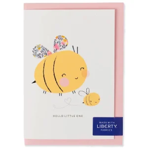 Liberty Bee New Baby Greetings Card in Wiltshire Bud Liberty Print by The Charming Press