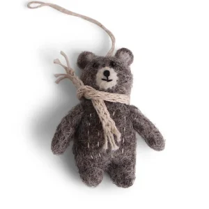 Mini Bear With Beige Scarf Hanging Christmas Decoration by Gry & Sif