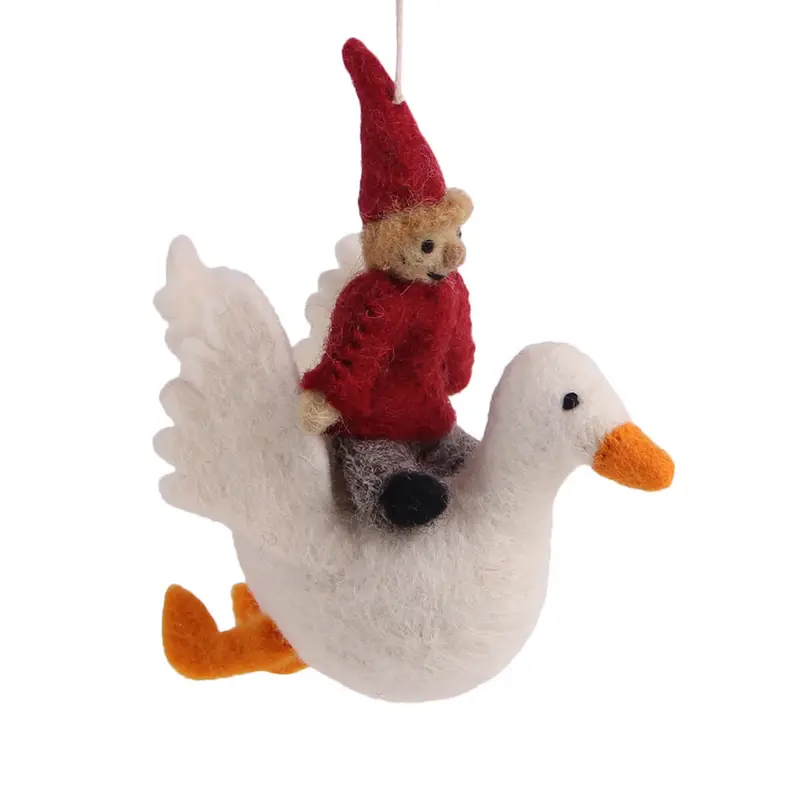 Pixie On a Goose Hanging Christmas Decoration by Gry & Sif