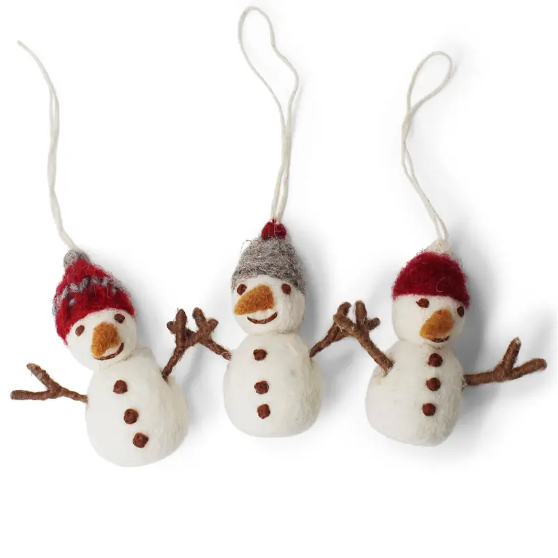 Snowmen With Hats Hanging Christmas Decorations by Gry & Sif