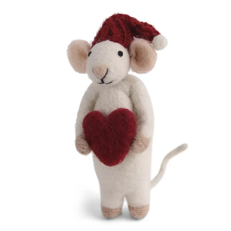 White Mouse With Heart Hanging Christmas Decoration by Gry & Sif