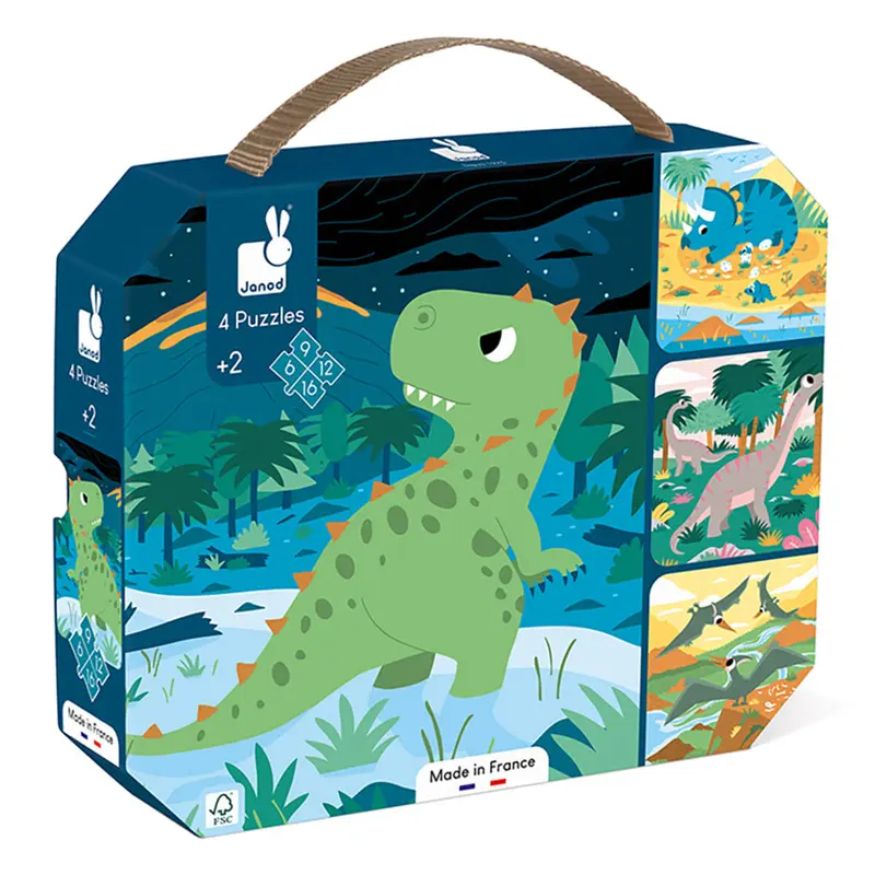 4 Progressive Dinosaur Puzzles by Janod