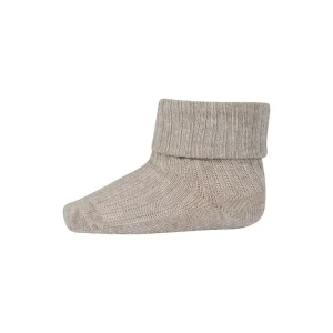 Cotton Rib Ankle Socks in Beige Melange by MP Denmark