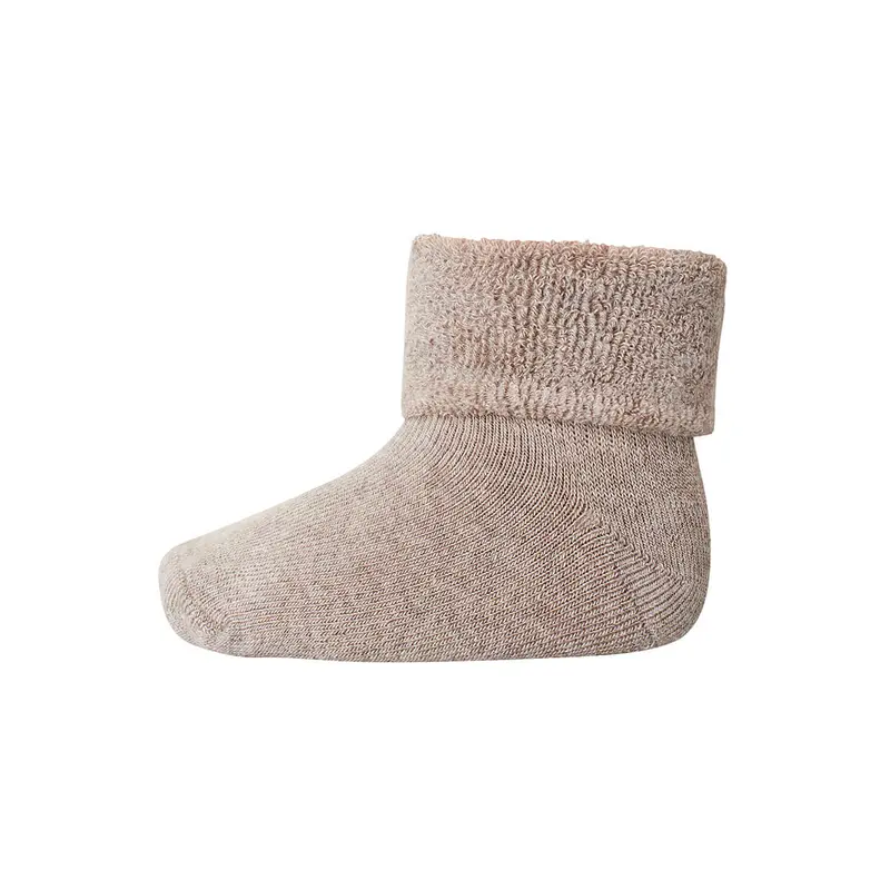 Cotton Terry Baby Ankle Socks in Light Brown Melange by MP Denmark