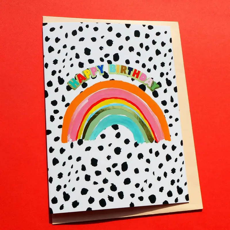 Happy Birthday Rainbow Greetings Card by Eleanor Bowmer