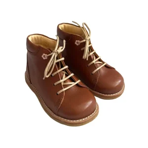 Lace Up Starter Boots in Cognac (Flower Eyelet) by Angulus - Last Ones In Stock - 21-25 EUR