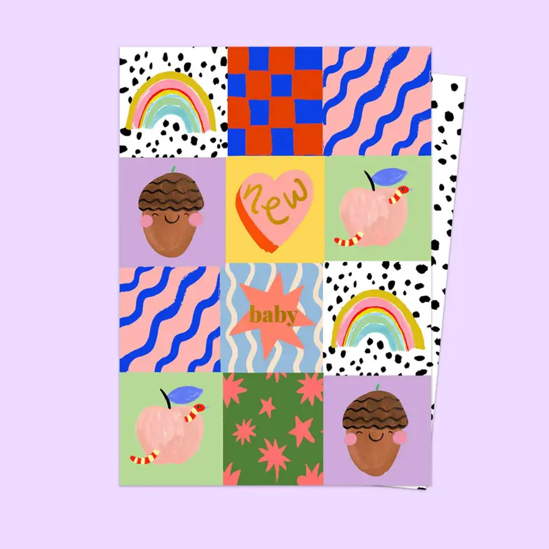 New Baby Patchwork Greetings Card by Eleanor Bowmer