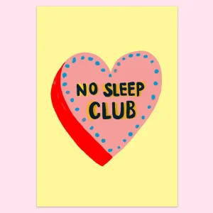 No Sleep Club Greetings Card by Eleanor Bowmer