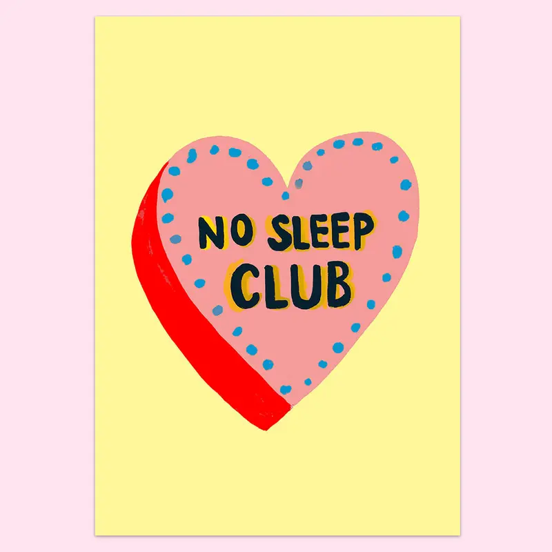 No Sleep Club Greetings Card by Eleanor Bowmer