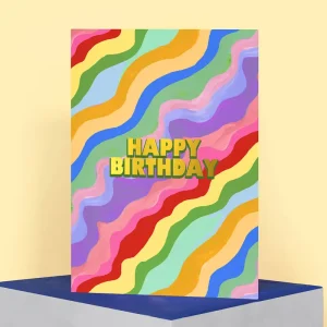 Rainbow Wave Greetings Card by Eleanor Bowmer