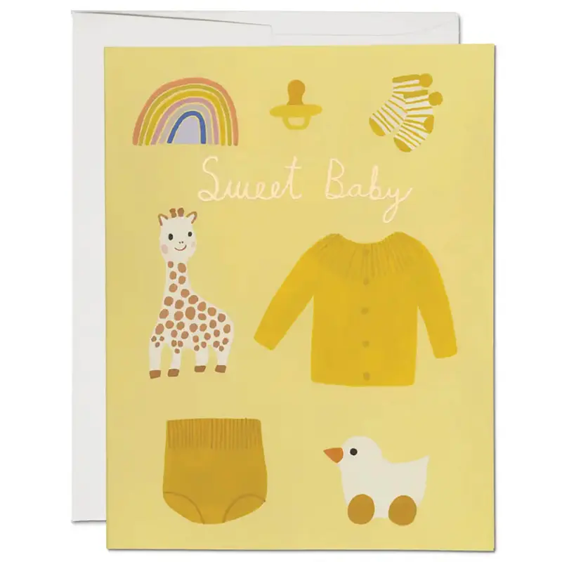 Sweet Yellow Baby Greetings Card by Red Cap Cards