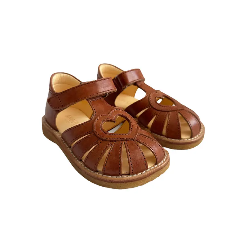 Wide Fit Heart Starter Sandals in Tan by Angulus