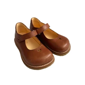 Wide Fit Starter Mary Janes with Heart in Tan by Angulus - Last Ones In Stock - EUR 22-24
