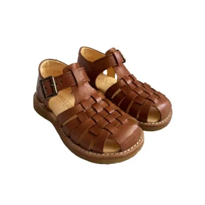 Woven Sandals with Buckle in Tan by Angulus