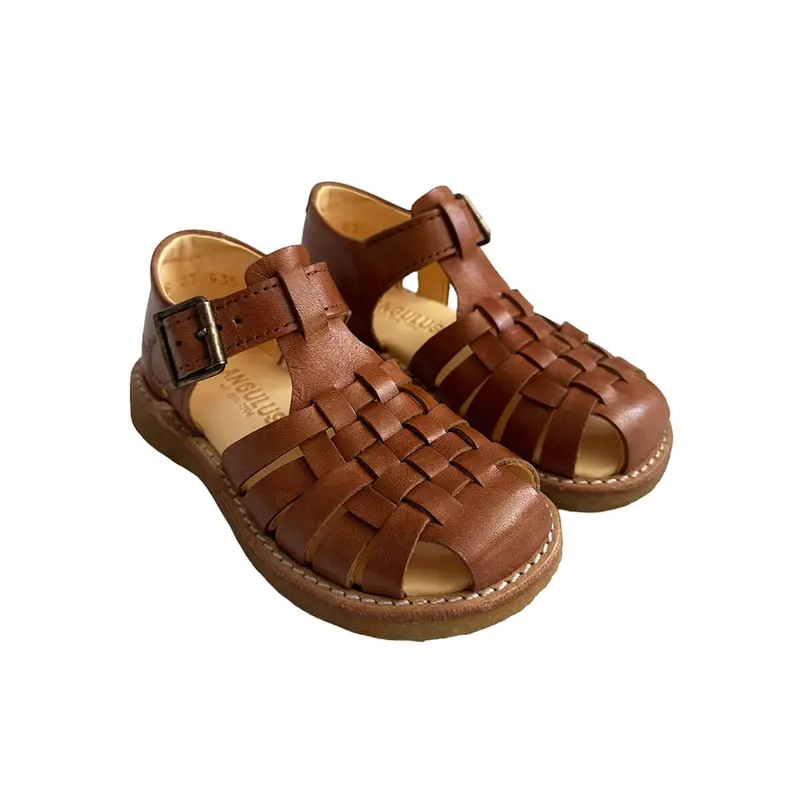 Woven Sandals with Buckle in Tan by Angulus