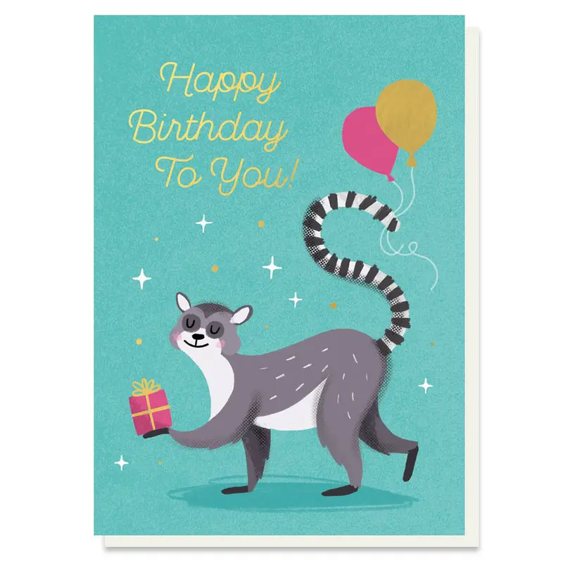 Birthday Lemur Greetings Card by Stormy Knight