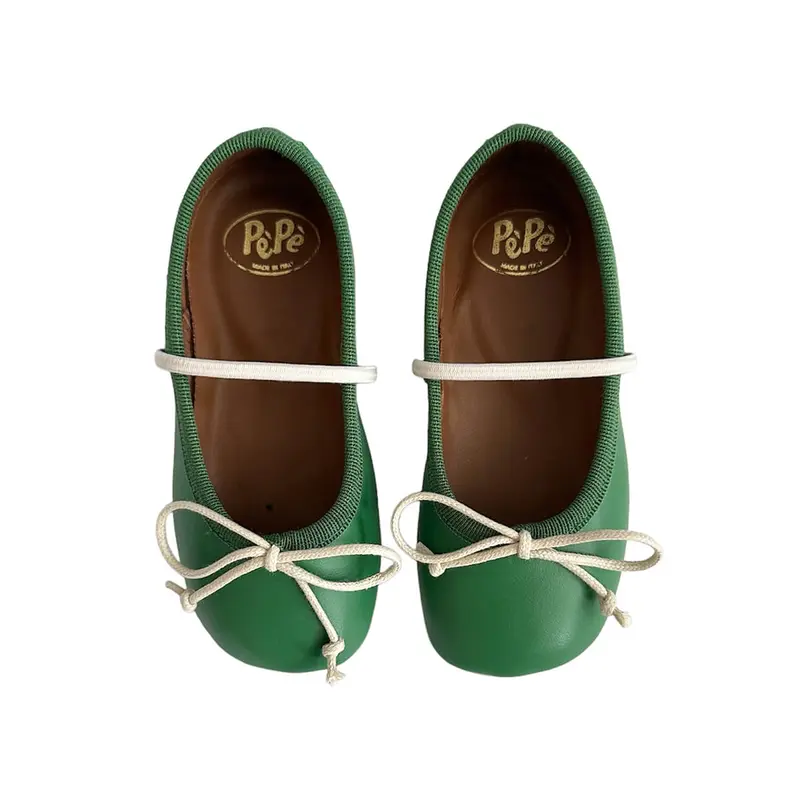 Darlyn Leather Ballet Slippers in Heritage Green by PP