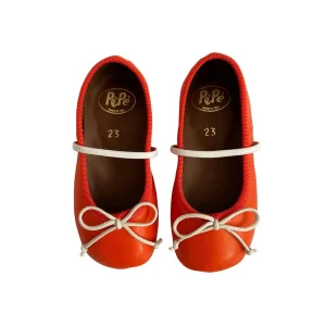 Darlyn Leather Ballet Slippers in Mandarin Red by PP