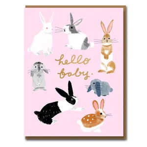 Hello Baby Rabbits Greetings Card by Carolyn Suzuki for 1973