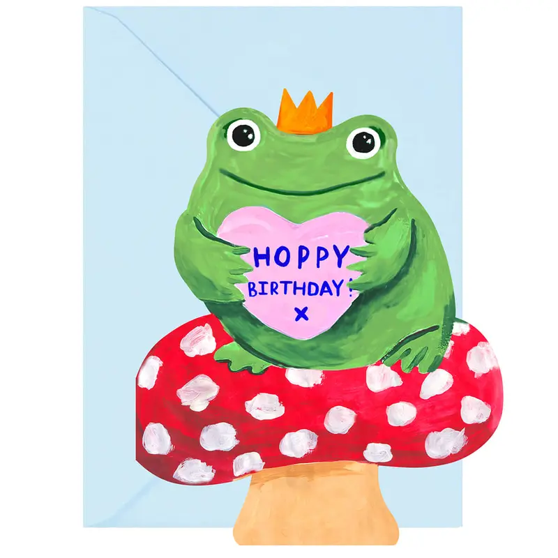 Hoppy Birthday Frog Greetings Card by Ickaprint