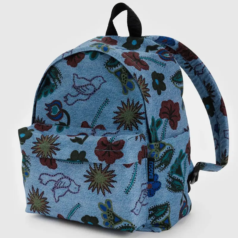 Medium Nylon Backpack in Digital Denim Birds by Baggu