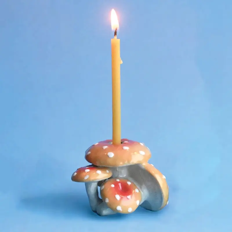 Orange Mushroom Cluster Ceramic Cake Topper by Camp Hollow
