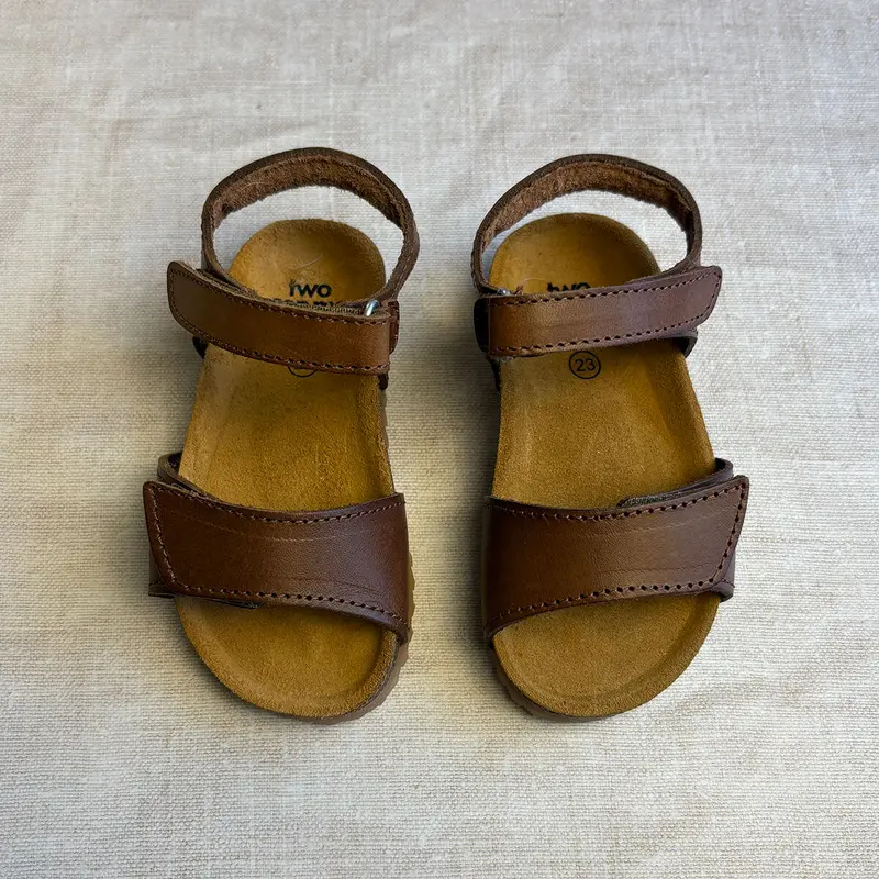 Robin Velcro Sandals in Cuoio Brown by PP