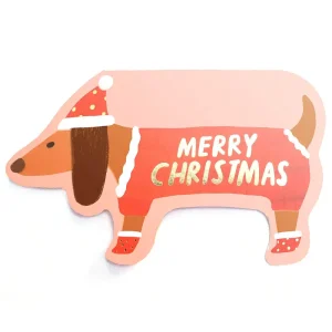 Sausage Dog Christmas Card by Carolyn Suzuki for 1973