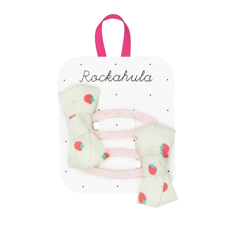 Strawberry Twisty Bow Hair Clips by Rockahula