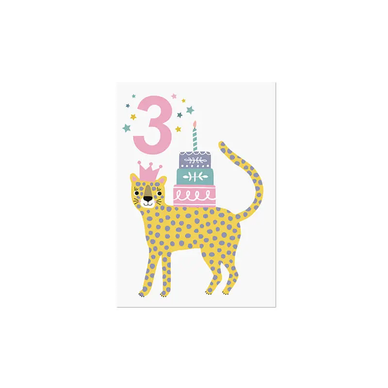 Age 3 Leopard Greetings Card by Mifkins