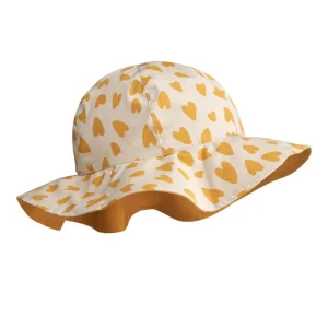 Amelia Reversible Sun Hat in Hearts Sandy by Liewood