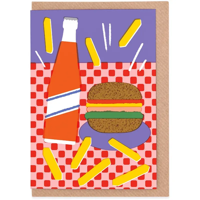 Burgers and Fries Greetings Card by Evermade