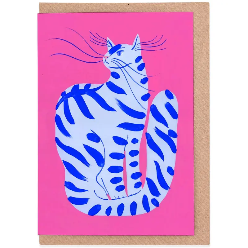 Cat With Stripes Greetings Card by Agathe Singer for Evermade