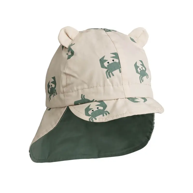 Gorm Reversible Sun Hat With Ears in Crab Sandy by Liewood - Last Ones In Stock - 3-9 Months