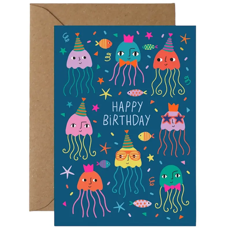 Jellyfish Party Greetings Card by Mifkins