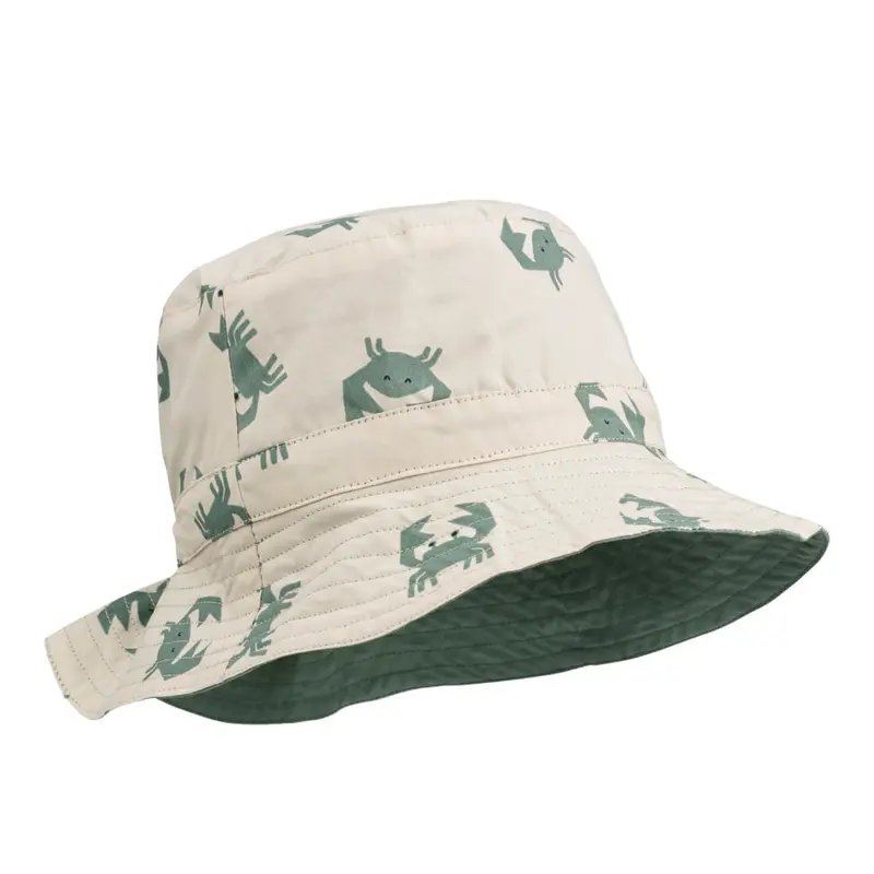 Sander Reversible Sun Hat in Crab Sandy by Liewood - Last Ones In Stock - 3-12 Months / 8-10 Years