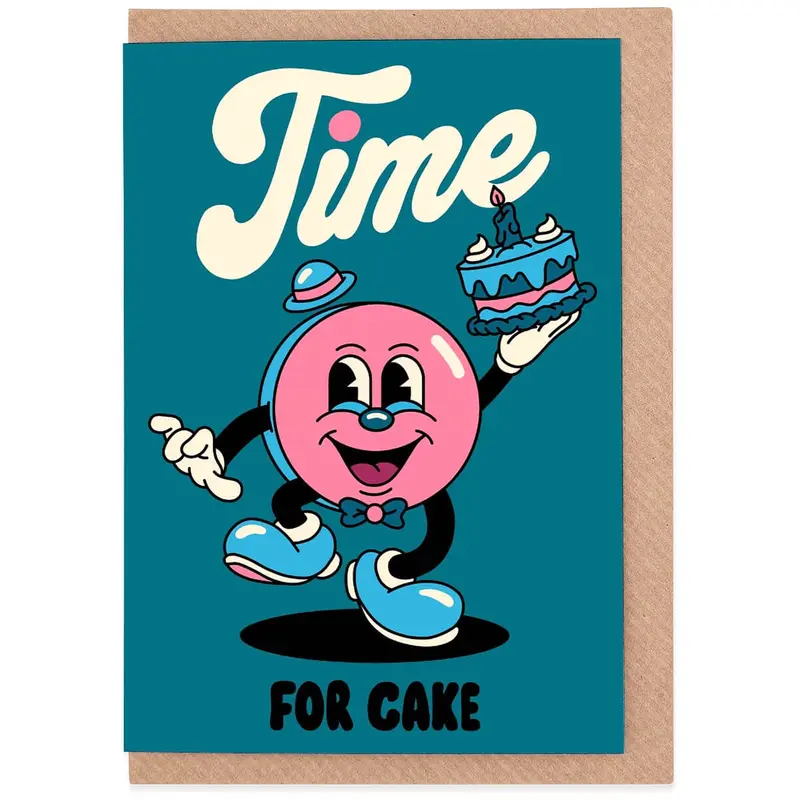 Time For Cake Greetings Card by Evermade